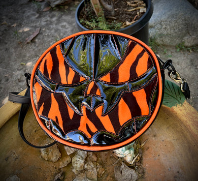 Hand Crafted Bat Mouth: Black and Orange and black tiger striped