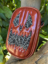 Load image into Gallery viewer, Handcrafted: Side Bag Red Glitter and Glow in the dark spiderweb fabric