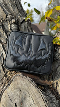 Load image into Gallery viewer, Handcrafted Square Horror Business bag Black and Glitter Black