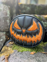 Load image into Gallery viewer, Pumpkin Kult : Small Crypt crossbody bag black and glitter Orange