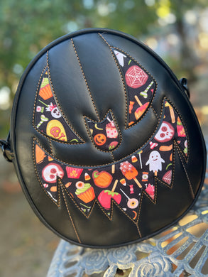 Hand Crafted : Oval Pumpkin Black with Candy Print