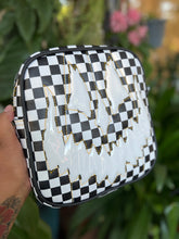 Load image into Gallery viewer, Handcrafted Square Trickster Pumpkin Checkered black and white and Patent white