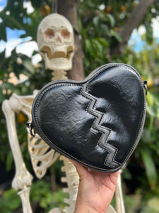 Handcrafted Small Broken Heart- low shine black and Charcoal