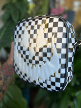 Load image into Gallery viewer, Handcrafted Square Trickster Pumpkin Checkered black and white and Patent white