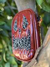 Load image into Gallery viewer, Handcrafted: Side Bag Red Glitter and Glow in the dark spiderweb fabric