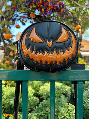 Pumpkin Kult : Orange Stitching Small Crypt crossbody bag black and glitter Orange