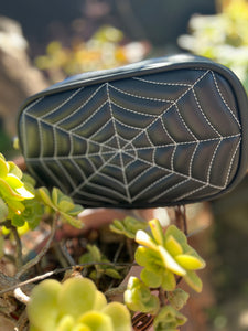 Handcrafted Belt bag : Black and white spiderwebs