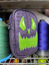 Load image into Gallery viewer, Handcrafted: Side Bag Metalic purple croc and glitter green