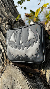 Handcrafted Square Horror Business bag Black and Grey