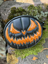 Load image into Gallery viewer, Pumpkin Kult : Small Crypt crossbody bag black and glitter Orange