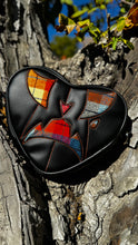 Load image into Gallery viewer, Hand Crafted: Small Triste Heart Black with Autumn Flannel fabric