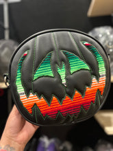 Load image into Gallery viewer, Handcrafted Pumpkin King bag Black with Serape print