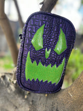 Load image into Gallery viewer, Handcrafted: Side Bag Metalic purple croc and glitter green