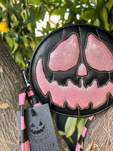 Load image into Gallery viewer, Pumpkin Kult: Bad Baby- Black and Pink Glitter Pumpkin Bag