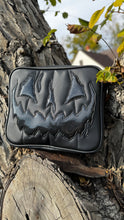 Load image into Gallery viewer, Handcrafted Square Horror Business bag Black and Glitter Black