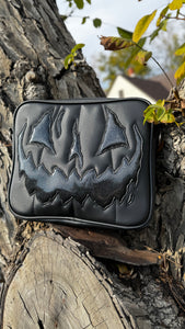 Handcrafted Square Horror Business bag Black and Glitter Black