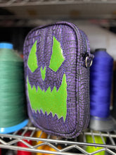 Load image into Gallery viewer, Handcrafted: Side Bag Metalic purple croc and glitter green