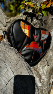 Hand Crafted: Small Triste Heart Black with Autumn Flannel fabric