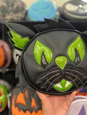 Hand Crafted : Black and Green Cat Bag