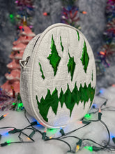 Load image into Gallery viewer, Black Friday Sale Handcrafted We Stay Creepy Bag: Flat White Croc and High shine Green Glitter