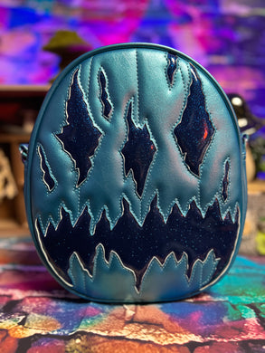 Handcrafted We Stay Creepy Bag: Metalic Blue and Blue Glitter