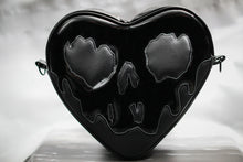 Load image into Gallery viewer, All black heart handbag with patent black goo