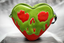 Load image into Gallery viewer, Large Poisonous heart bag is made with red glitter and Green Goo