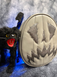 BLACK FRIDAY SALE Handcrafted Scaredy Cat Bag: Grey and Granite Grey